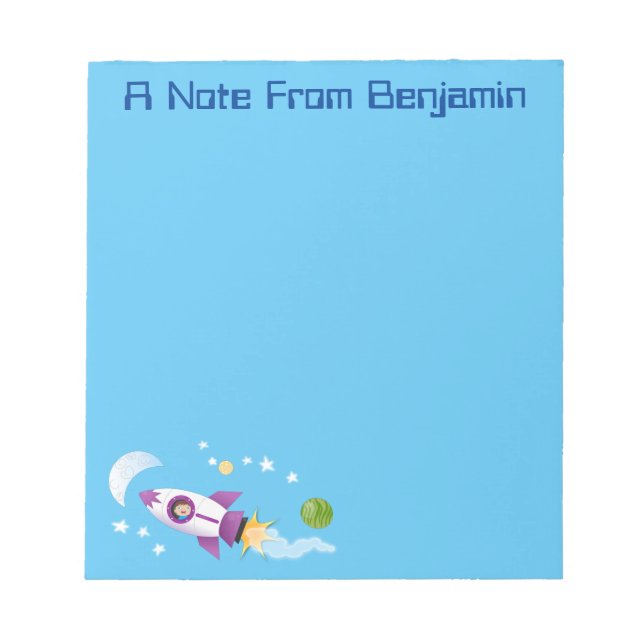 Bloc-note Un adorable vaisseau-fusée dans l'espace dessin an (Devant)