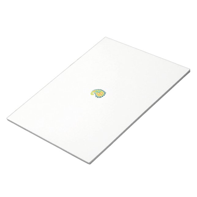 Bloc-note un cachemire jaune et vert avec feuilles et fleurs (Incliné)