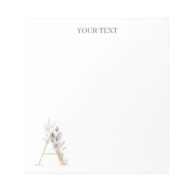 Bloc-note Un monogramme floral personnalisé (Devant)