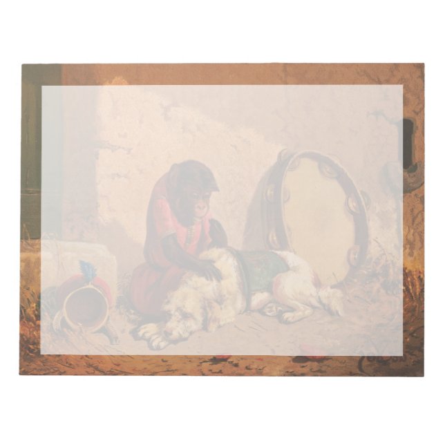 Bloc-note Un Singe Et Un Chien Avec Un Grand Tambourin (Devant)