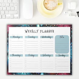 Bloc-note Undated Weekly Planner with Fireworks Border