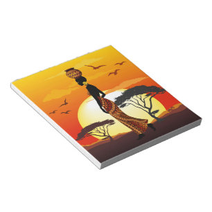 Bloc-note Une belle femme africaine Silhouette sur les solei