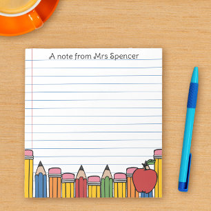 Bloc-note Une note de l'enseignant papier d'art scolaire à l