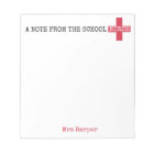 Une note de l'infirmière de l'école personnalisée