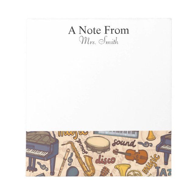 Bloc-note Une Note De Musique Note Piano Saxophone Violon (Devant)