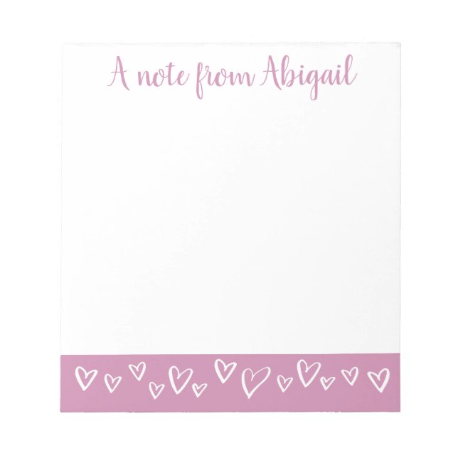 Bloc-note Une note de Stationery Personalized Hearts Lilac (Devant)