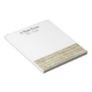 Bloc-note Une note de Vintage Sheet Music Note Musicien