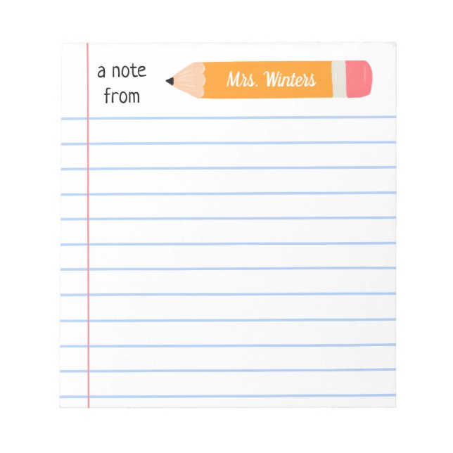 Bloc-note Une note du crayon jaune... enseigne le cadeau (Devant)