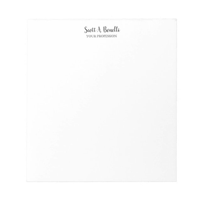 Bloc-note Unique Élégant Simple Blanc Spécial (Devant)