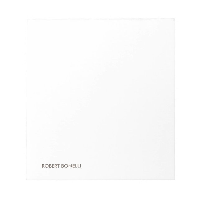 Bloc-note Unique moderne noir blanc Votre nom minimaliste (Devant)