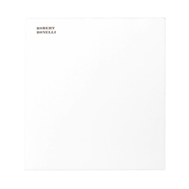 Bloc-note Unique Moderne Noir Blanc Votre Nom Minimaliste (Devant)