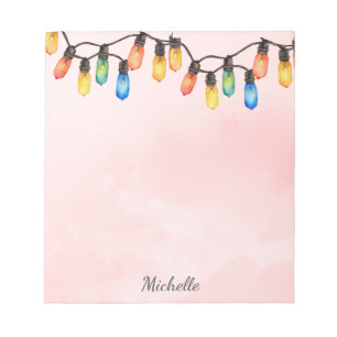 Bloc-note Vacances Arc-en-ciel lumières de Noël Nom personna