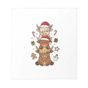 Bloc-note Vache des Highlands de Noël Gravure Vintage Des