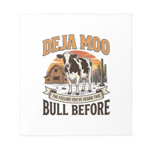 Bloc-note Vache drôle Deja Moo Création de chemise western v