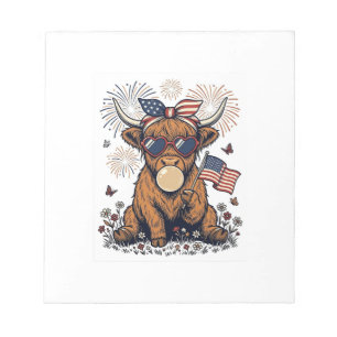 Bloc-note Vache écossaise patriotique Bubblegum Gravure vint