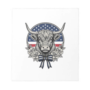 Bloc-note Vache Highland Patriotique Gravure Vintage Art_1