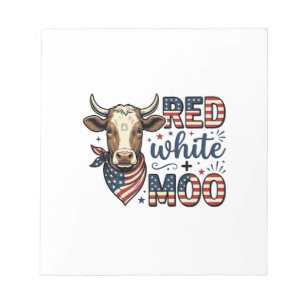 Bloc-note Vache Patriotique Rouge Blanc Moo Chemise 4 Juille