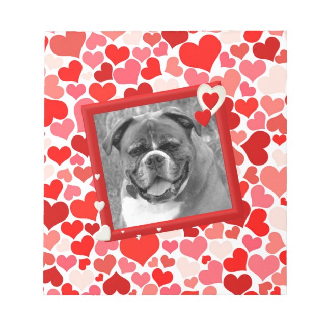 Bloc-note Valentines Boxer Chien Coeurs (Devant)