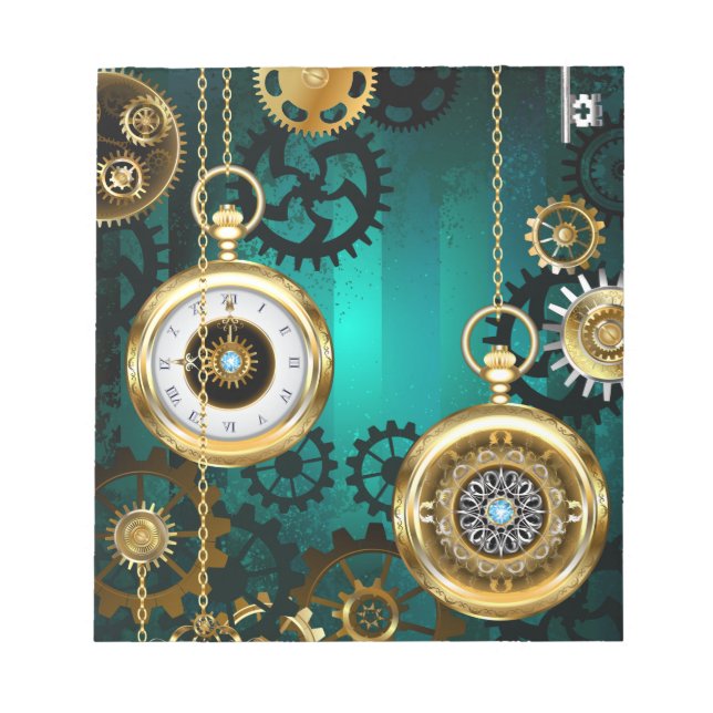 Bloc-note Veille bijoux Steampunk sur un Arrière - plan vert (Devant)