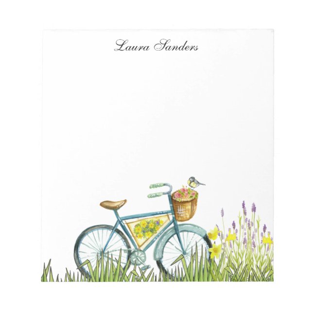 Bloc-note Vélo Avec Panier De Fleurs (Devant)