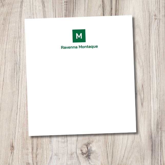 Bloc-note Vert bouteille Moderne Chic Tendance Monogramme No (Créateur téléchargé)