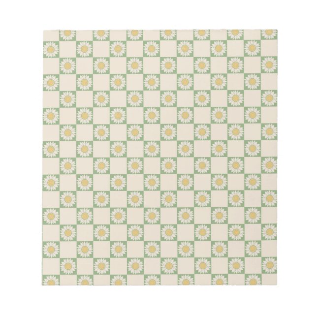 Bloc-note Vert esthétique À damiers tournesol Motif Y2K (Devant)