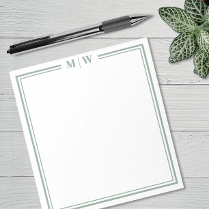 Bloc-note Vert Sauge Monogramme