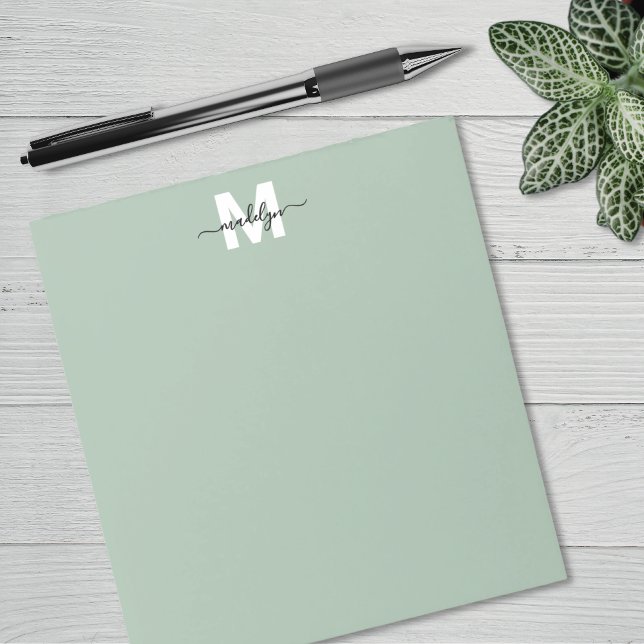 Bloc-note Vert Sauge Monogramme (Sage Green Monogram Notepad)