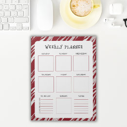 Bloc-note Vertical Undated Weekly Planner with Red Border