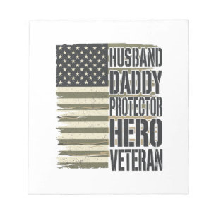 Bloc-note Vétéran Mari Papa Protecteur Héros Chemise Drapeau