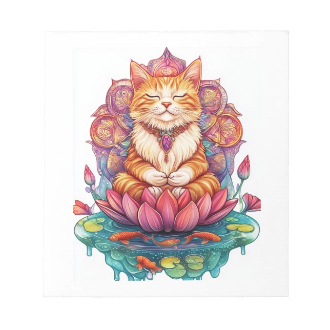Bloc-note Vibes de chat Zen � Kitty méditant Psychedelique (Devant)