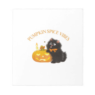 Bloc-note Vibes de Spice de Citrouille, Halloween, chat noir