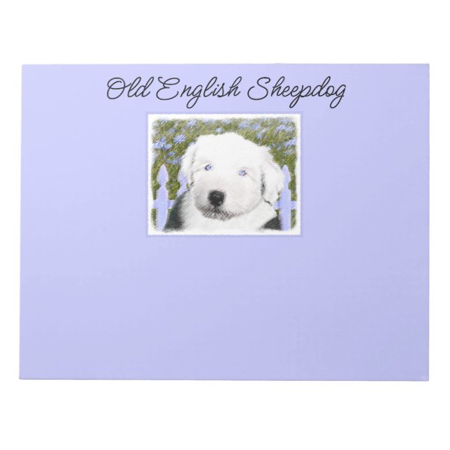 Bloc-note Vieux anglais Sheepdog Puppy Peinture - Chien Art  (Devant)