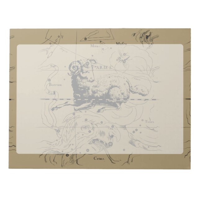 Bloc-note Vintage Aries Constellation Carte Hevelius 1690 (Devant)