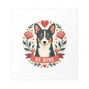 Bloc-note Vintage Be Mine Corgi Saint-Valentin Floral Art Po