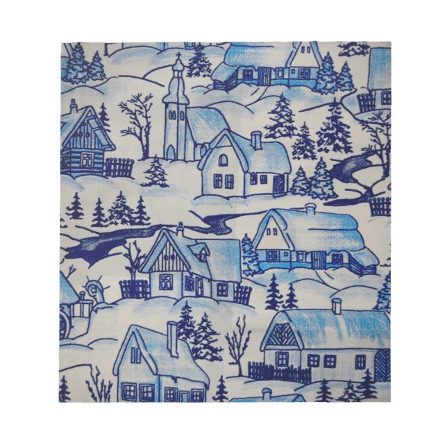 Bloc-note Vintage Blue Christmas Village (Devant)