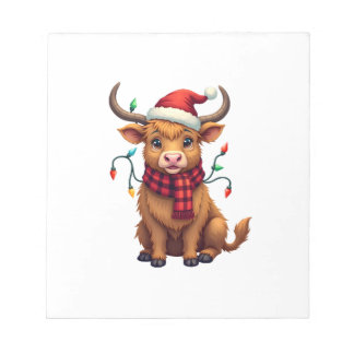 Bloc-note Vintage Christmas Highland Cow Cute Holiday Vector