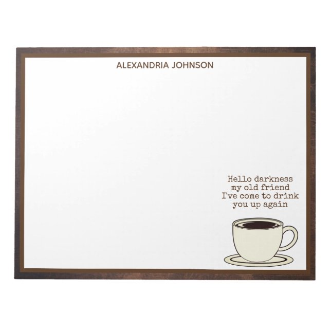 Bloc-note Vintage Coffee Lover Funny Quota Notepad (Devant)