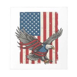 Bloc-note Vintage Eagle Drapeau Vectoriel T-Shirt Patriotiqu