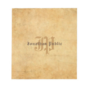 Bloc-note Vintage Élégant Calligraphie Monogramme Modèle