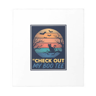 Bloc-note Vintage Halloween Chat Noir Boo Tee Shirt Design_1