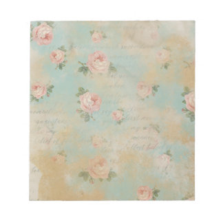 Bloc-note Vintage Shabby Chic Rose Bleu