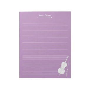 Bloc-note Violoncelle blanc & Archet Cours de musique person