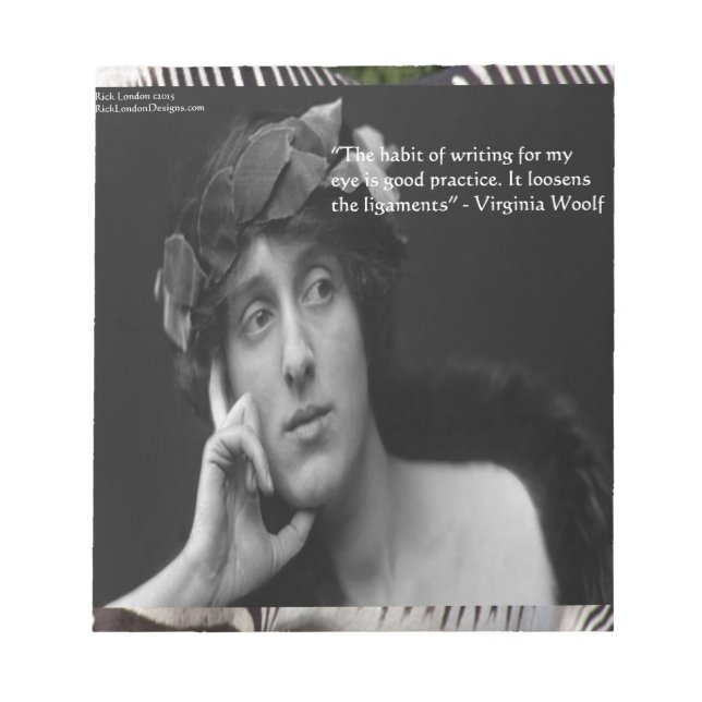 Bloc-note Virginia Woolf W/Zebra Stripes Citation Écriture (Devant)