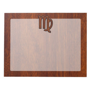 Bloc-note Virgo Zodiac Sign in Mahogany wood style