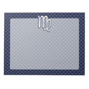 Bloc-note Virgo Zodiac Sign on Navy Blue Carbon Fiber Style