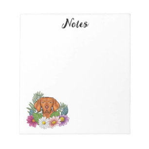 Bloc-note Vizsla Hongroise Aux Fleurs Colorées Et Texte
