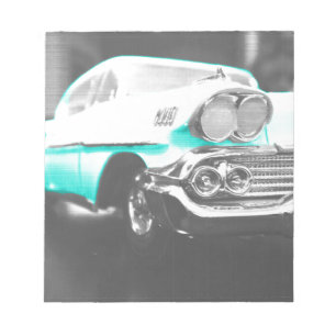 Bloc-note Voiture classique bleu vif à chevy impala 1958