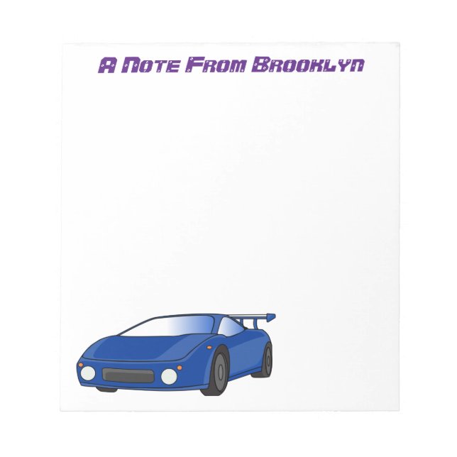 Bloc-note Voiture de sport bleue avec illustration airfos (Devant)