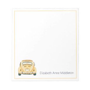 Bloc-note Voiture Vintage Buggy  Jaune Personnalisée